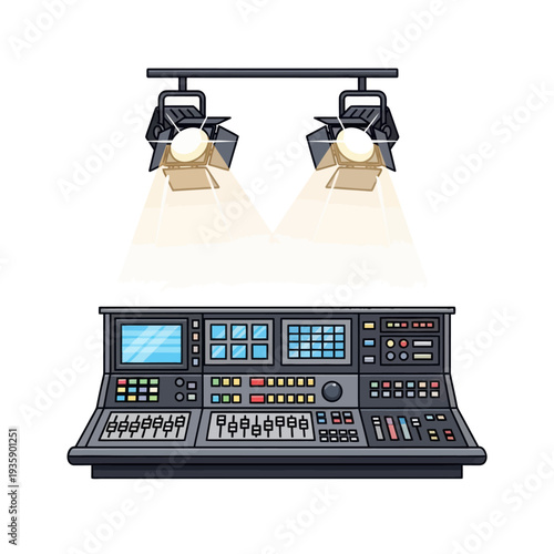 Professional lighting control board with stage lights