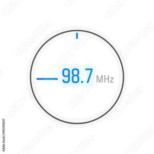 Modern radio frequency display showing 98.7 MHz