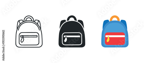 Symbolic freedom conveyed by a mini backpack with front pocket and zipper pull, identical silhouette aligned left to right and