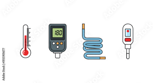 Temperature sensor Line art clean bright color illustration