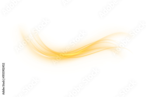 Abstract Soft Golden Light Wave with Radiant Glow Isolated on White Background