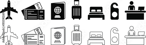 Travel and tourism icons set for travel agency or hotel