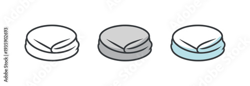 Morning care scene showing a round facial towel icon neatly folded to represent daily cleansing and skincare preparation — three