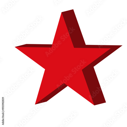 Red star with 3D effect vector