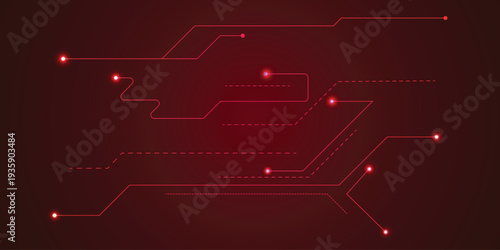 Neon Red Circuit Lines on Dark Background – Futuristic Tech Network Wallpaper