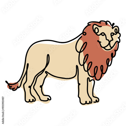 Lion continuous line color