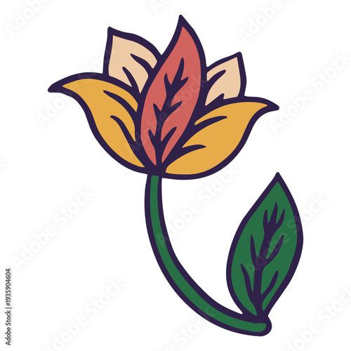 Flower color stroke simple