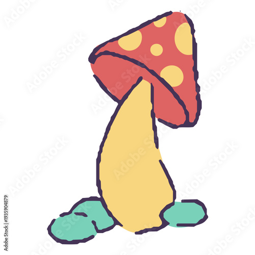 Mushroom hand drawn amanita