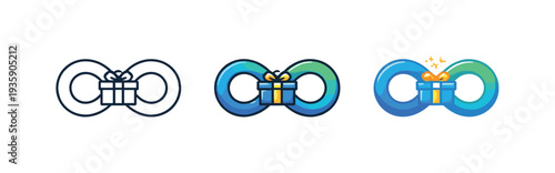 Infinity Loop Subscription. Commitment cycle expressed as a symbolic infinity loop combined with a small box to convey ongoing