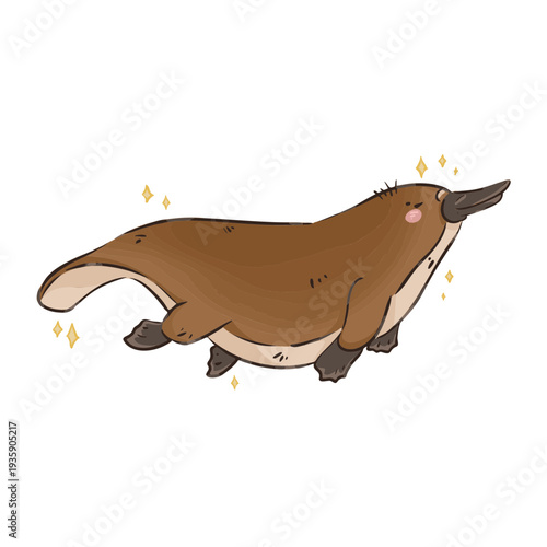 Cute drawing of tender platypus