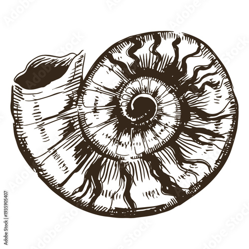 Old seashell hand drawn