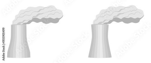 nuclear power plant, cartoon style, vector illustration isolated on white background.