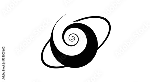 Black Spiral Design Element Twisting Curve.