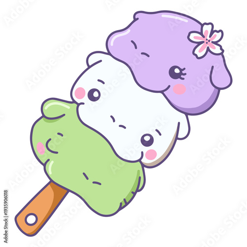 Hippo mochi kawaii character