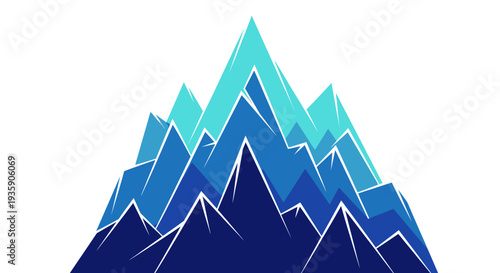 Blue Gradient Mountain Peaks Illustration.