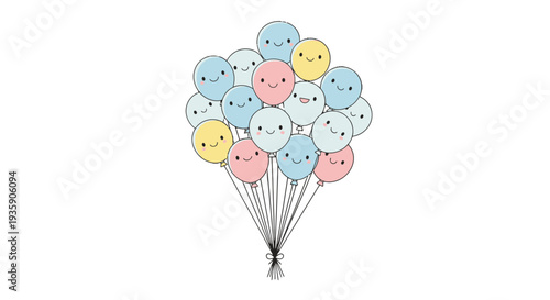 Balloons with Smiley Faces Illustration.