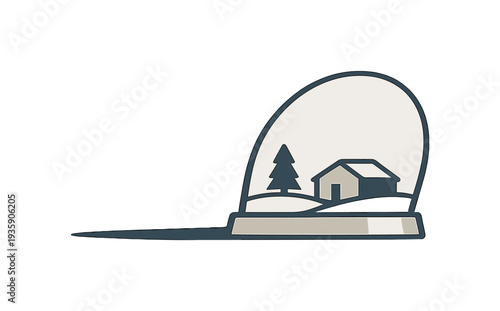 Slim snow globe silhouette slightly tilted shown in side view highlighting dome-to-base proportion, arranged in the right third
