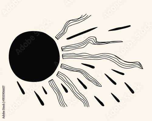 Solar eclipse illustration with sun and moon alignment