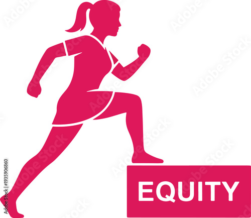 Empowered Woman Stepping Up for Social Equity and Gender Equality Concept Illustration Vector Silhouettes 