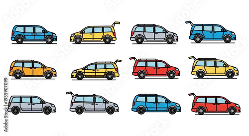 Collection of Minivans in Various Colors and Styles.