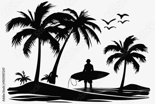 tropical island with palm trees