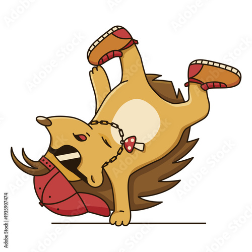 Cool hedgehog dancing hip-hop