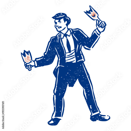 Drunk with a broken bottle in hand