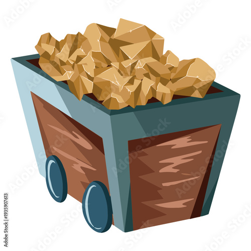 Chest with gold rocks