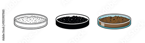 Textured Earth Art. Analysis result revealed as a laboratory petri dish containing textured earth material, identical shape shown