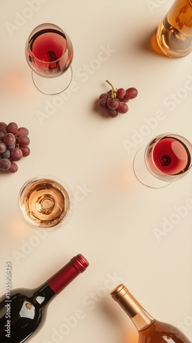 Wallpaper Mural Wine tasting flat lay with red and rosé wine glasses Torontodigital.ca