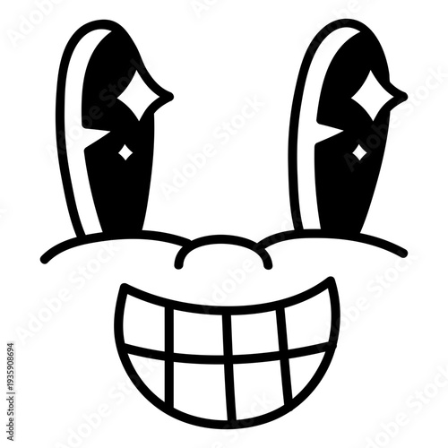 Gleeful cartoon expression