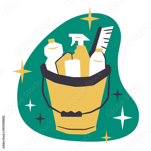 Cleaning supplies flat icon