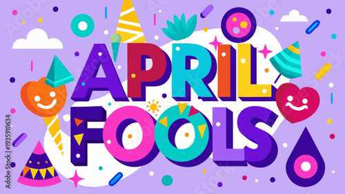 Colorful and playful illustration celebrating april fools day with whimsical elements Vector