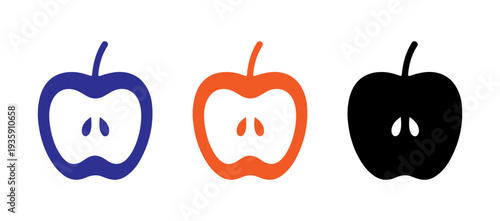 Three apples in different colors