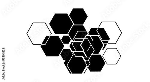Black and white hexagon geometric pattern.