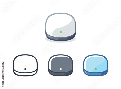 Always-on environment scene portrayed as a compact sensor node with rounded casing and small indicator dot shown front-facing as