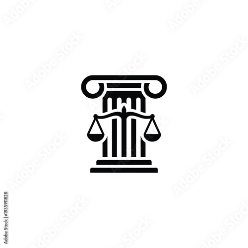Legal Pillar of Justice Symbol of Law and Court System.