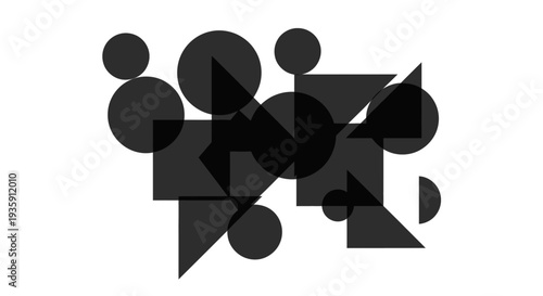 Black Geometric Shapes Abstract Composition.