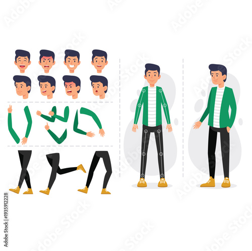 Character Design Elements Set with Hands and Faces