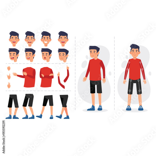 Stylized Male Character Constructor with Expression Set