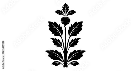 Black Silhouette of a Flowering Plant.