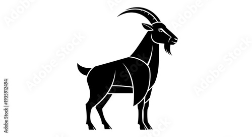 Black Silhouette of a Standing Goat.