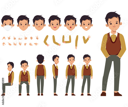 Casual Cartoon Man Creator Kit with Body Elements