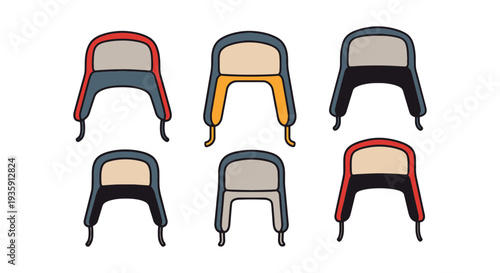 Trapper Hat Line art vector creative tone color illustration