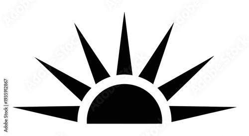 Black Sun Icon Simple Design Element.