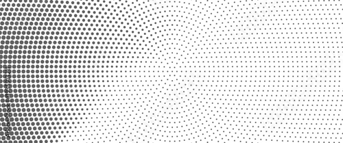Abstract monochrome halftone pattern. Futuristic panel. Grunge dotted backdrop with circles, dots, point. Design element for web banners, posters, cards, wallpapers, sites. Black and white color