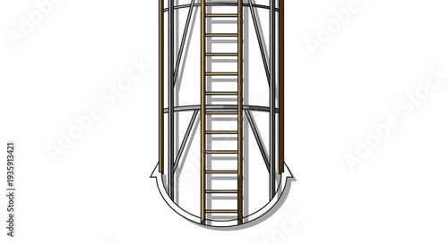 Metal Ladder Inside Cylindrical Structure.