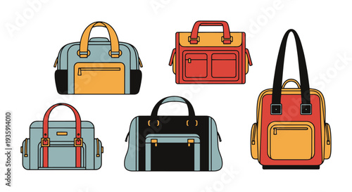Travel Bag Line art vector minimal digital color illustration