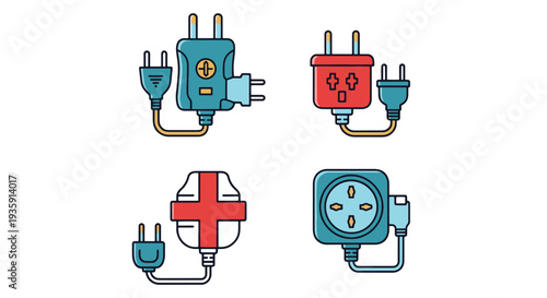 Travel Adapter Line minimal bold color vector