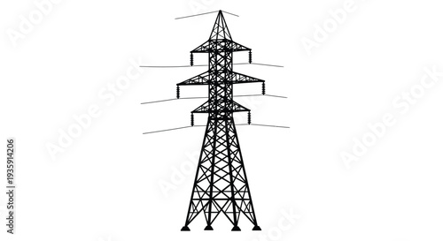Simple black and white illustration of a high voltage transmission tower